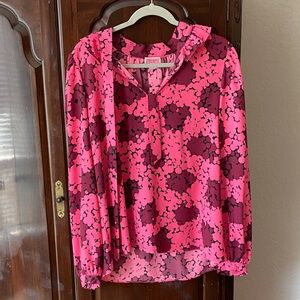 Kate Spade Pink and Black Floral Blouse